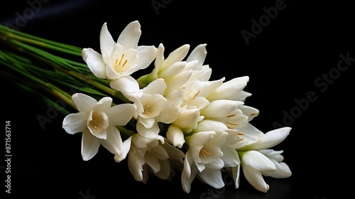 white flower on black background