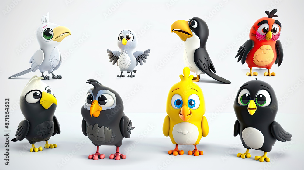 3d set of birds 3d set of birds