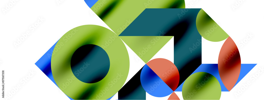 Metal color circles with shadows and other geometric elements composition for wallpaper, banner, background or landing Metal color circles with shadows and other geometric elements composition for wallpaper, banner, background or landing