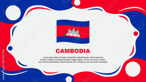 Cambodia Flag Abstract Background Flat Design Template. Cambodia Independence Day Banner Wallpaper Vector Illustration. Cambodia Vector