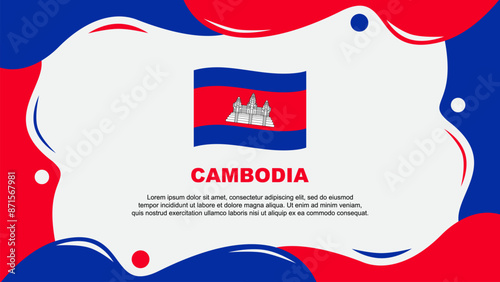 Cambodia Flag Abstract Background Flat Design Template. Cambodia Independence Day Banner Wallpaper Vector Illustration. Cambodia Background