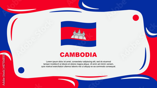 Cambodia Flag Abstract Background Flat Design Template. Cambodia Independence Day Banner Wallpaper Vector Illustration. Cambodia Illustration