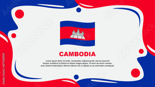 Cambodia Flag Abstract Background Flat Design Template. Cambodia Independence Day Banner Wallpaper Vector Illustration. Cambodia Design