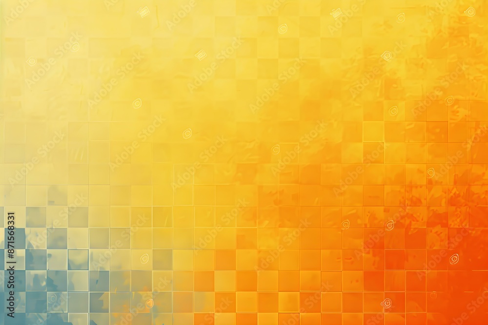 Fototapeta premium Abstract yellow orange grainy gradient background tiles texture color gradient noise texture retro banner design