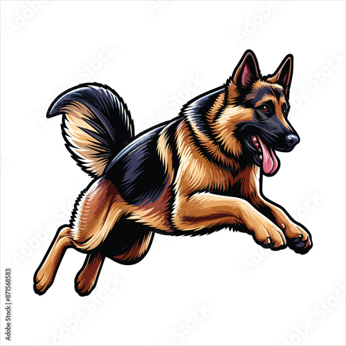 German Shepherd Color Peeking Dogs. Color image of a dogs head isolated on a white background. Dog portrait, Vector illustration