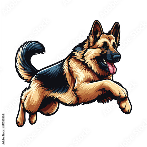 German Shepherd Color Peeking Dogs. Color image of a dogs head isolated on a white background. Dog portrait, Vector illustration