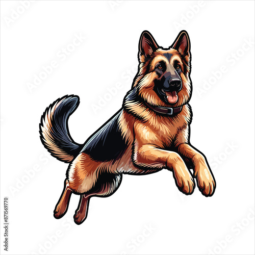 German Shepherd Color Peeking Dogs. Color image of a dogs head isolated on a white background. Dog portrait, Vector illustration