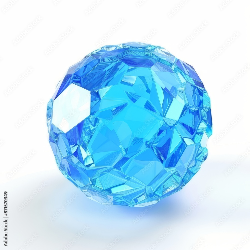 3D Render of a glowing blue crystal orb, on isolated white background, Generative AI 3D Render of a glowing blue crystal orb, on isolated white background, Generative AI