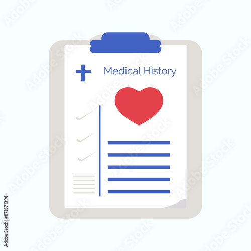 Health check up, heart system exam, hypertension symptoms, cardiovascular disease test, medical program, annual examination plan, medical records and history. Vector, illustration