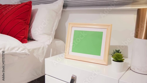 Mockup of modern living room with empty picture frames on white wall. Concept Home , Interior Design, Wall Art, Living Room Design