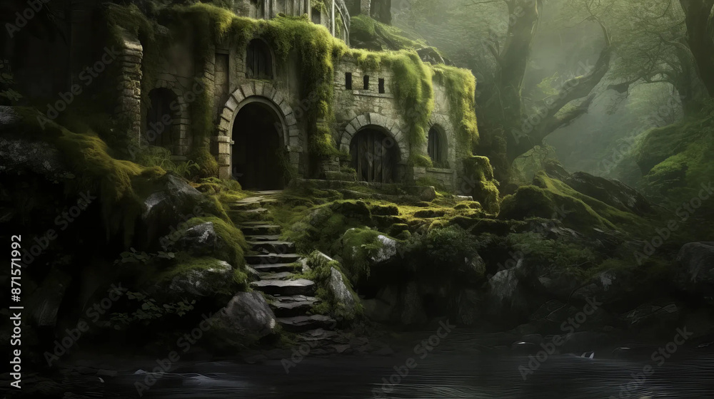 mystery, hideout, fantasy, enchanting, forest, magical Fantasy RPG character mystery, hideout, fantasy, enchanting, forest, magical Fantasy RPG character