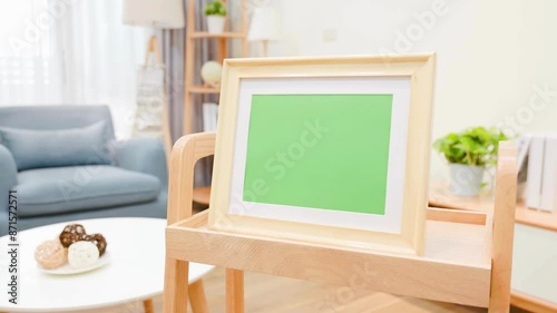 Mockup of modern living room with empty picture frames on white wall. Concept Home , Interior Design, Wall Art, Living Room Design