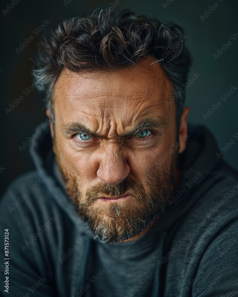 Portrait of a man with a serious expression on his face. AI. Portrait of a man with a serious expression on his face. AI.