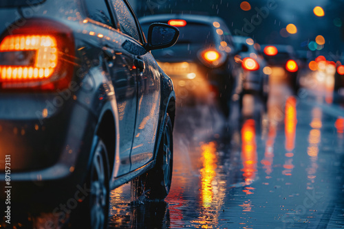 cars on a wet road © Ion
