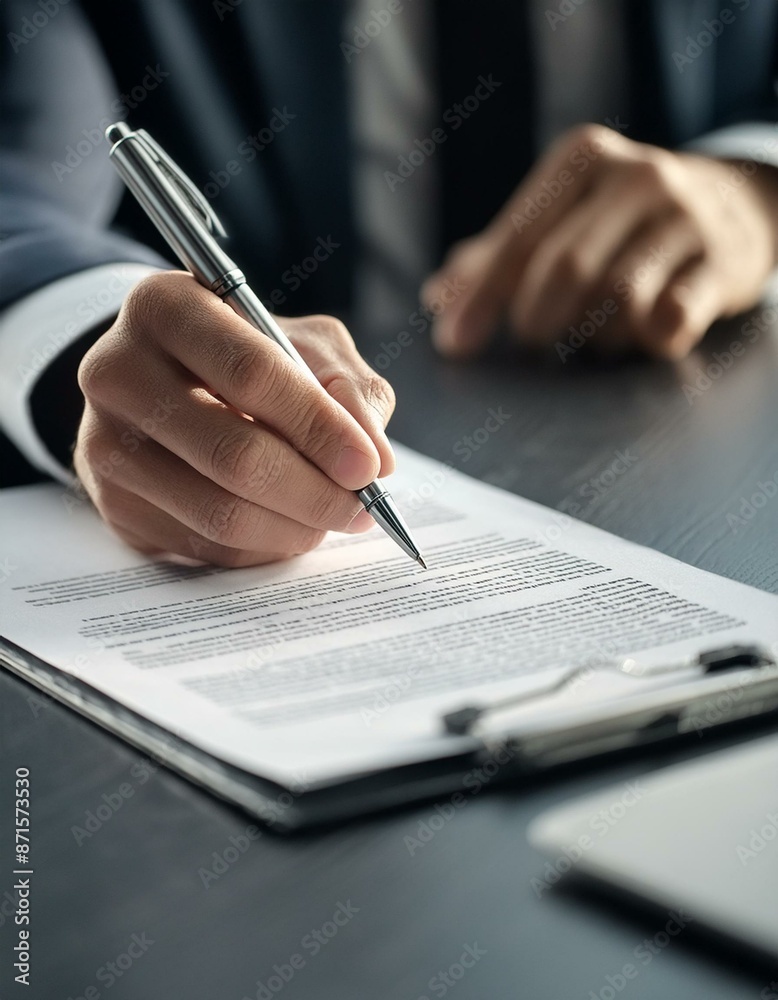Businessmen Signing an Agreement on a Business Deal - Business People Agreeing on a Contract for a Job Offer - Buyer Signs Letter for Real Estate, Mortage, House, Property or Insurance Businessmen Signing an Agreement on a Business Deal - Business People Agreeing on a Contract for a Job Offer - Buyer Signs Letter for Real Estate, Mortage, House, Property or Insurance