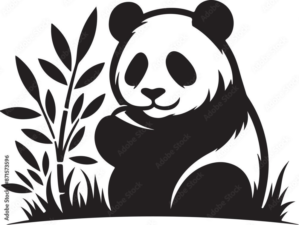 panda silhouette vector art illustration panda silhouette vector art illustration