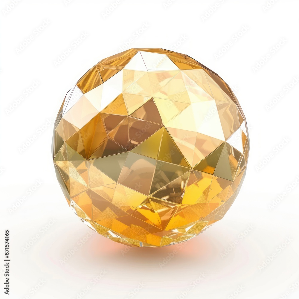 3D Render of a shimmering gold crystal orb, on isolated white background, Generative AI 3D Render of a shimmering gold crystal orb, on isolated white background, Generative AI