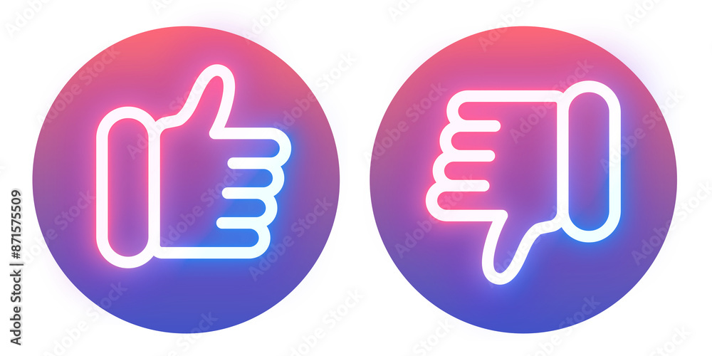 Line neon icon png element set on transparent background