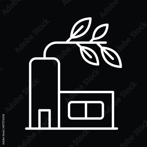 Line Drawing of Plant Growing Through Building