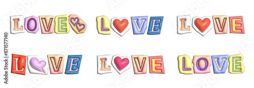 Word stickers png element set on transparent background