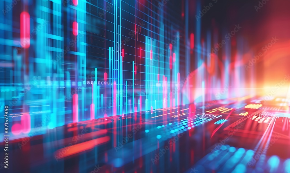 Fototapeta premium Abstract Digital Data Visualization with Glowing Bars