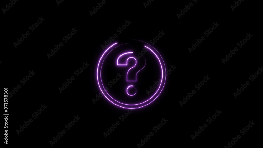 Neon Light Question Mark medium purple color 4k illustration on black background. Question Marks icon Concept 4k illustration. Neon Light Question Mark medium purple color 4k illustration on black background. Question Marks icon Concept 4k illustration.