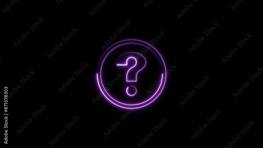 Neon Light Question Mark medium purple color 4k illustration on black background. Question Marks icon Concept 4k illustration. Neon Light Question Mark medium purple color 4k illustration on black background. Question Marks icon Concept 4k illustration.