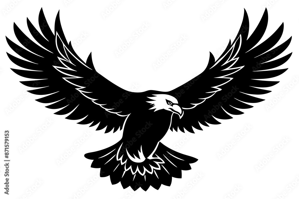 Flying Bald Eagle black and white Silhouette vector, A Bald Eagle black Silhouette Vector isolated on a white background Flying Bald Eagle black and white Silhouette vector, A Bald Eagle black Silhouette Vector isolated on a white background