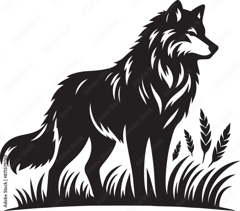 Naklejka premium wolf silhouette vector art illustration