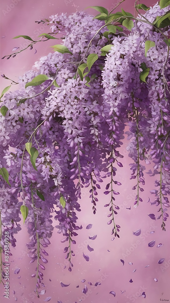 Lilac branches on a pink background Lilac branches on a pink background