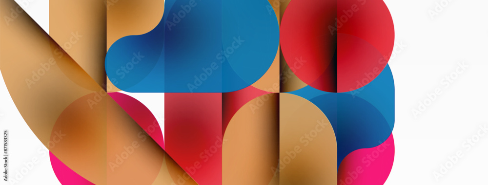 Circles and round shapes geometric minimal background. Transparent geometric shapes composition for wallpaper, banner, background or landing Circles and round shapes geometric minimal background. Transparent geometric shapes composition for wallpaper, banner, background or landing