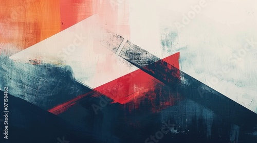 Cool tones and sharp lines evoke a sense of crispness and clarity in this minimalist abstraction.