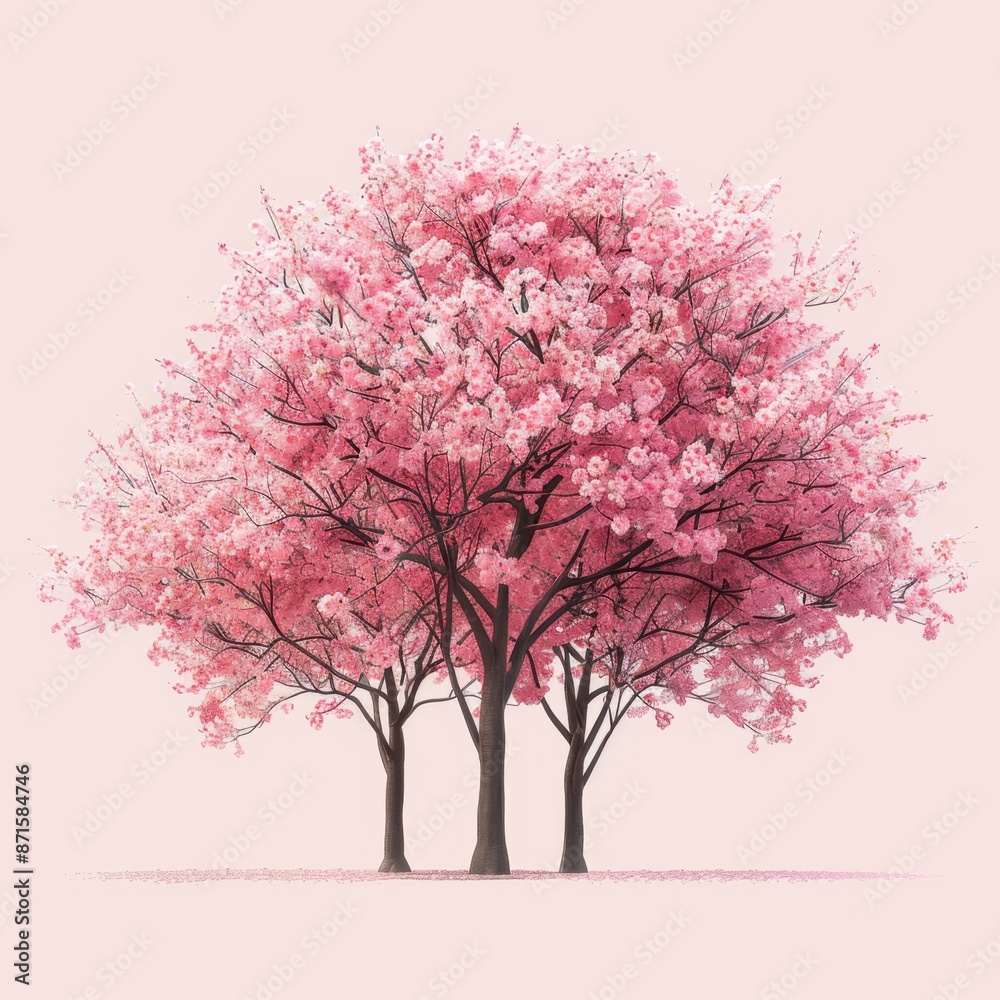 Obraz premium Cherry blossom trees in full bloom ,isolate ,minimal, simple background