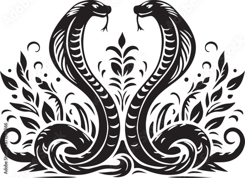 cobra snake silhouette vector art illustration