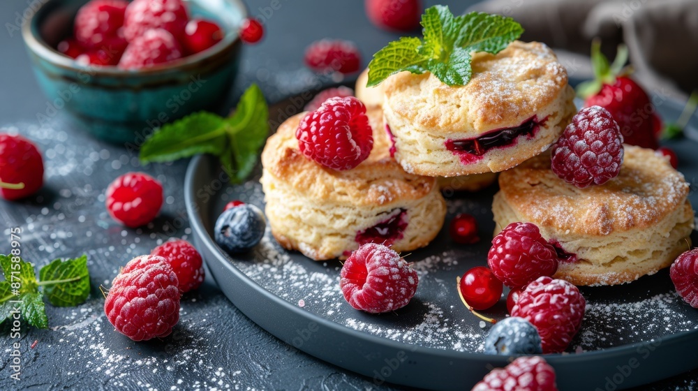 French cuisine. Berry potato biscuits. French cuisine. Berry potato biscuits.