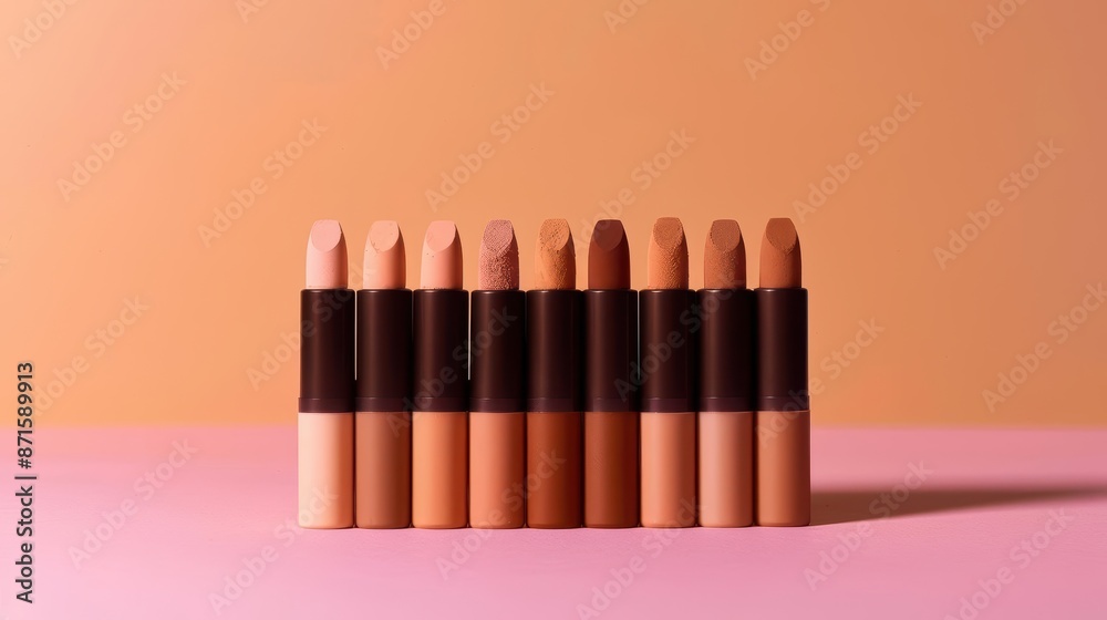 Naklejka premium Assorted Makeup Foundation Sticks on Gradient Background