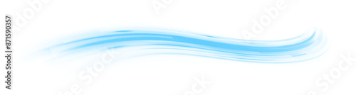 Digital image of light rays, striped lines on a blue light background. Design element for visualizing air or water flow. Light, light garland PNG.	