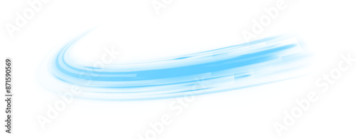 Blue wave curved lines for presentations, illustration of articles and publications on technological trends and innovations, covers of technological magazines. Light arc in blue colors.	