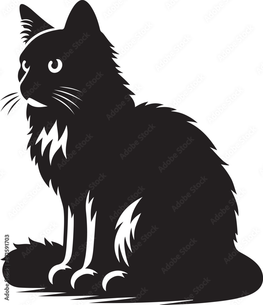 cat silhouette vector art illustration cat silhouette vector art illustration