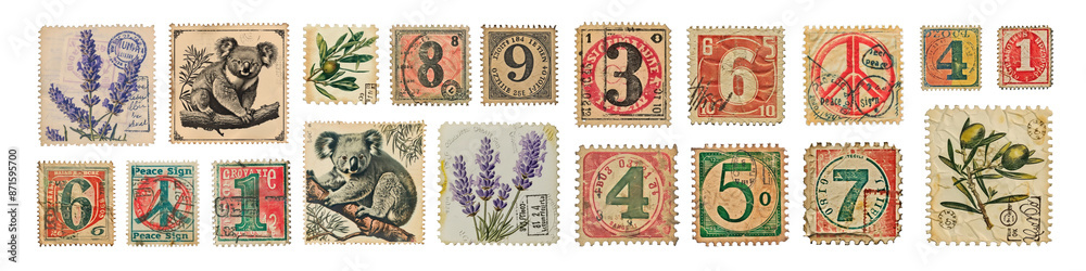 Obraz premium Vintage stamp png cut out element set