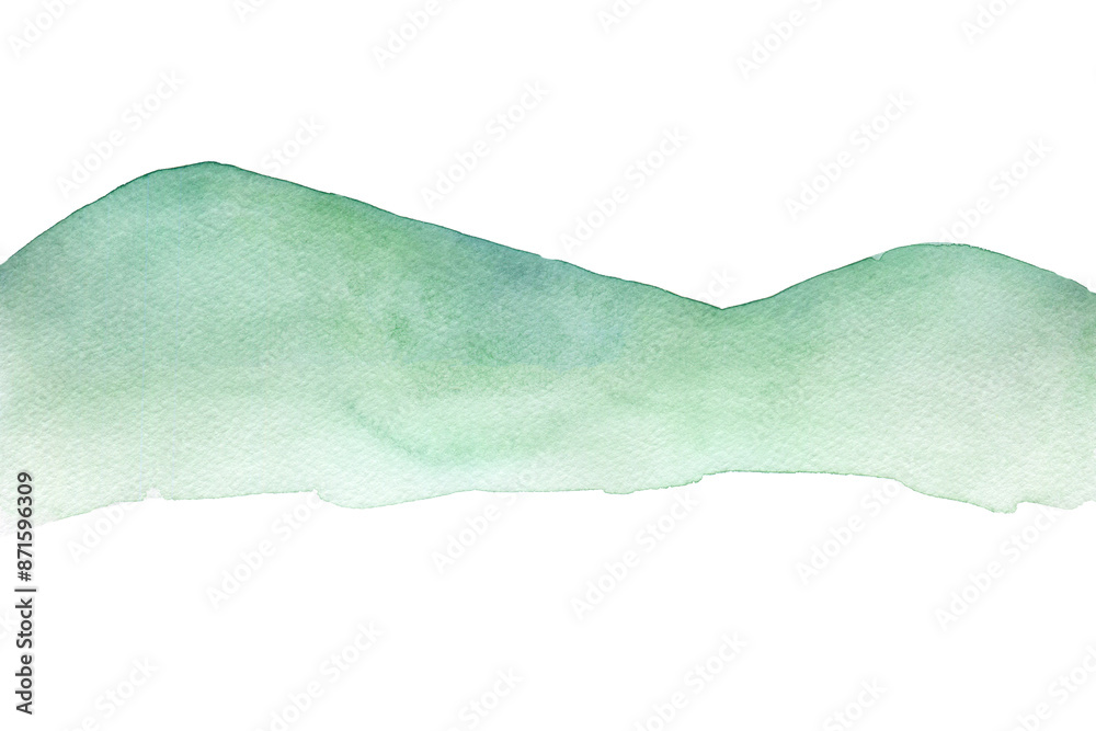 Fototapeta premium Watercolor blue paint splash smear blot, abstraction. Strokes paint splash. background. Blue sea, Hill, fog mountain