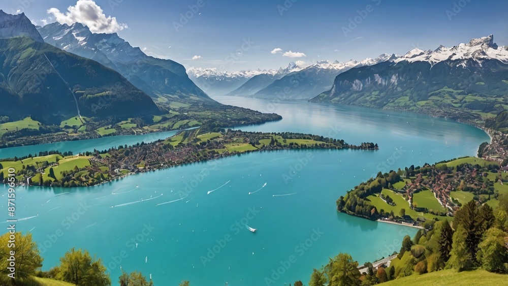 Fototapeta premium Interlaken Between Lakes Thun and Brienz