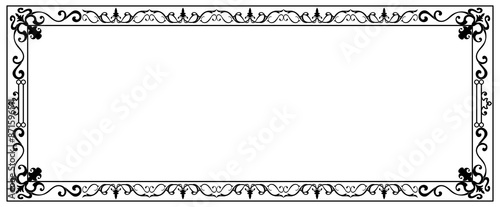 Black frame for name tag Vintage line prayer frame pattern for decoration.