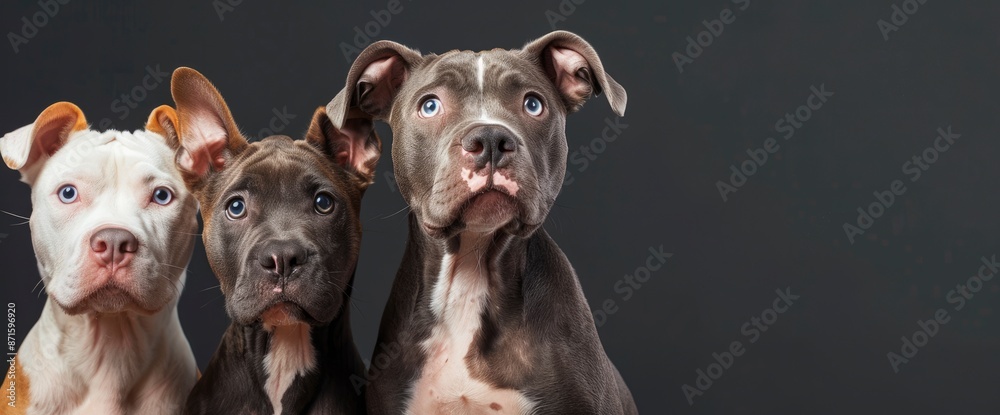 Three Pit Bull Dogs,High Resolution, Ultra HD Three Pit Bull Dogs,High Resolution, Ultra HD