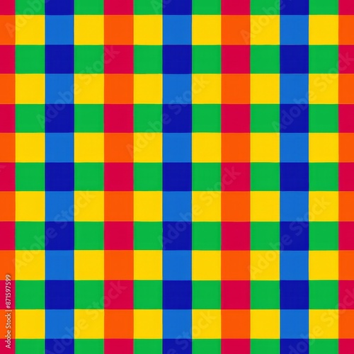 seamless pattern of vibrant rainbow-colored checkered design, Generative AI