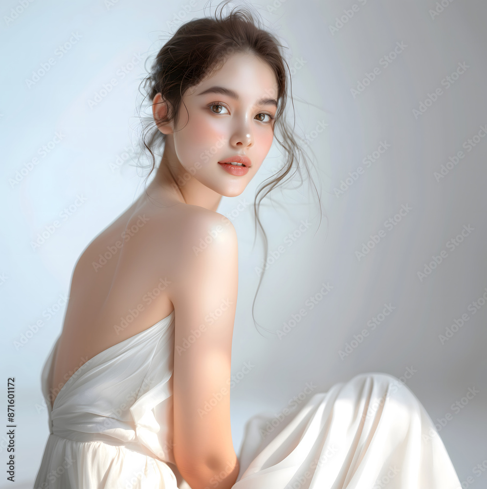 Beautiful young woman with smooth, flawless skin A glowing face and body Fashion styles are ideal for advertising cosmetics and skincare products. It captures the beauty and elegance of nature. Beautiful young woman with smooth, flawless skin A glowing face and body Fashion styles are ideal for advertising cosmetics and skincare products. It captures the beauty and elegance of nature.