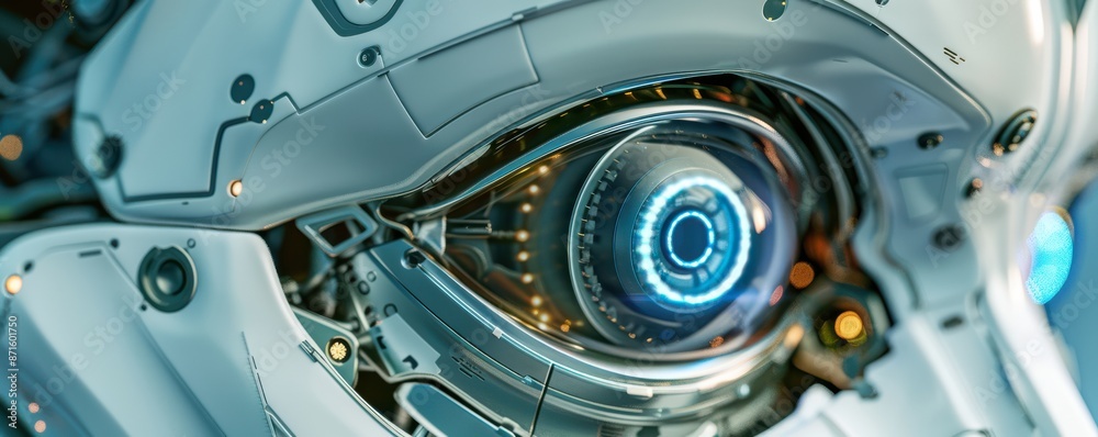 A close up of a computer generated eye with a bright orange hue. A close up of a computer generated eye with a bright orange hue.