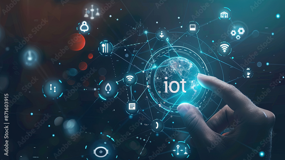 Internet of things (IOT) concept. IOT Internet of things Digital transformation Modern Technology on virtual screen. Abstract futuristic digital technology. Wireless network connection technology. Internet of things (IOT) concept. IOT Internet of things Digital transformation Modern Technology on virtual screen. Abstract futuristic digital technology. Wireless network connection technology.