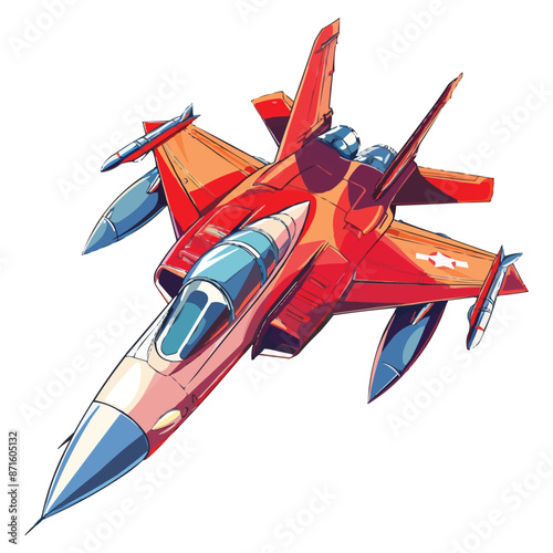 Cartoon jet fighter plane vector isolated on white background
