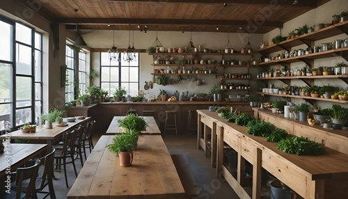 Farm-to-Table Restaurant with Open Kitchen and Rustic-Modern Elegance